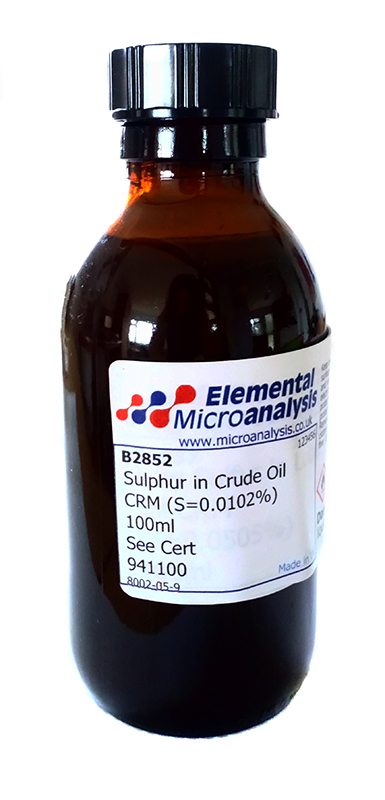 DISCONTINUED

Sulphur in Crude Oil (S=0.0102%) 100ml                                              See Cert 941100

Flamm. Liquid
UN1267 Class 3